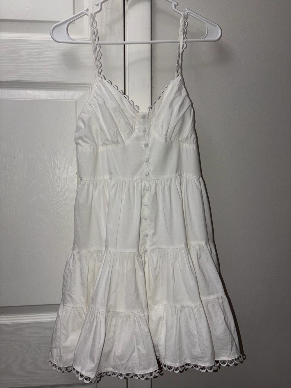 Women’s White Tiered Sundress with Lace Trim